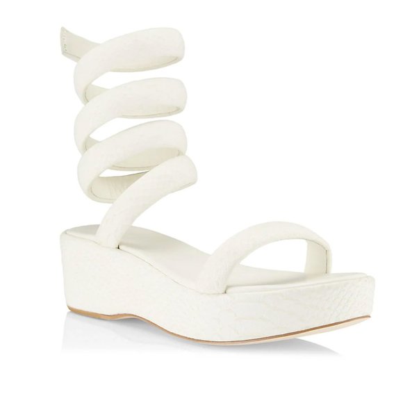 cult gaia Shoes - Cult Gaia Gabi Snakeskin White Sandals